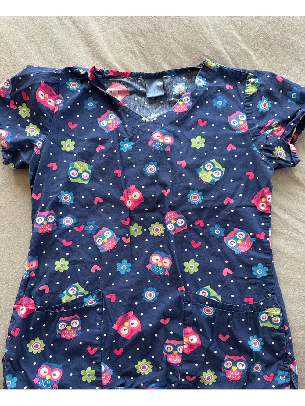 Zoe & Chloe XS Navy Scrub Top